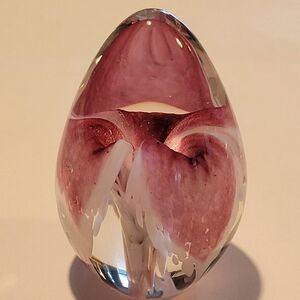 Vintage Art Glass Egg Paperweight 3"